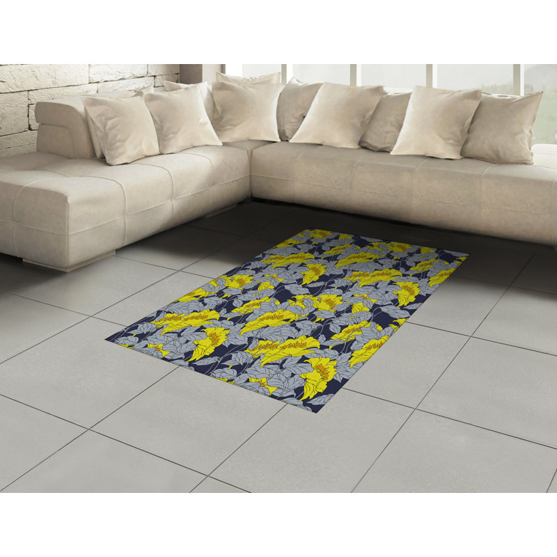 Tapis décoratif floral à haute densité en fibres de polyester, Rectangle 2 pi 7 po x 5 pi