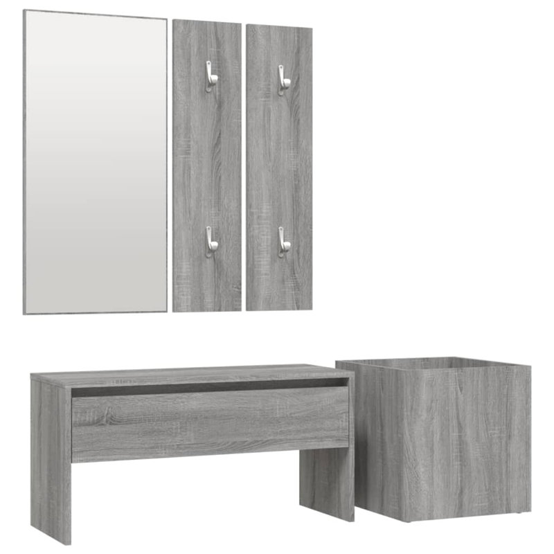 vidaXL Hallway Furniture Set Engineered Wood, Grey