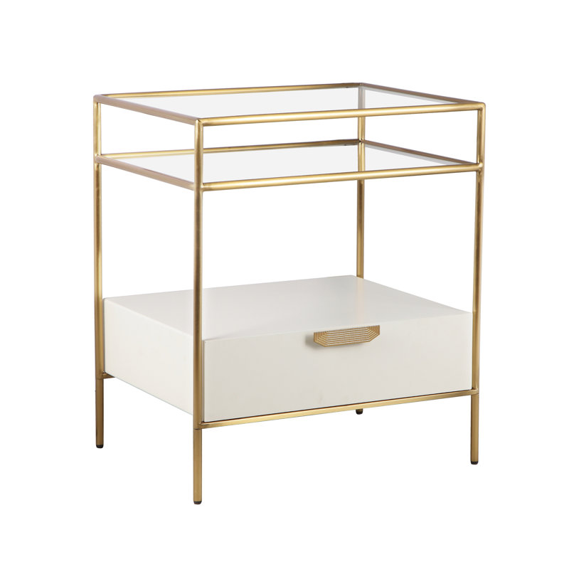 58.9cm W Solid + Manufactured Wood Bedside Table
