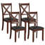 Ensemble de 2 chaises de cuisine en bois avec siège rembourré et pieds en bois d'hévéa