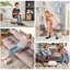 Repose-pieds avec repose-pieds HOMcom, petit tabouret avec revêtement en tissu de lin et pieds en plastique, repose-pieds cubique-2014459565