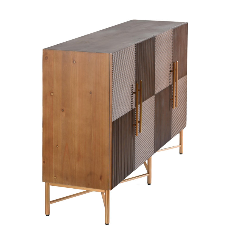 4-Door Wood Cabinet - Dark Natural