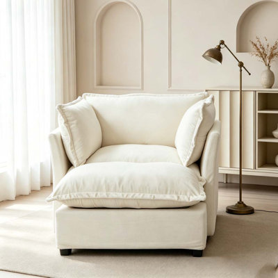 Canapé confortable de 45,2 po avec repose-pieds mobile