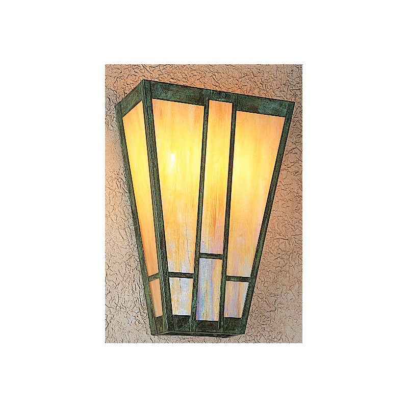Asheville 1 - Light Flush Mounted Sconce, Gold White Iridescent, 22.75" H x 16" W x 8" D, Verdigris Patina