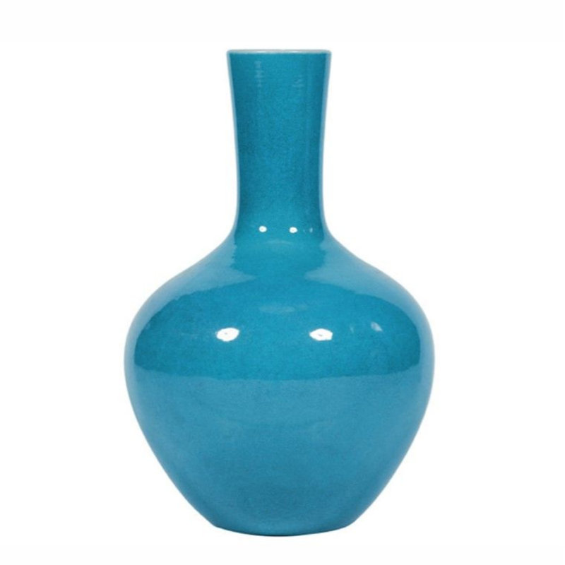 Vase de table en porcelaine d’intérieur/extérieur, Orange craquelé, H 21 po x l 14 po x P 14 po