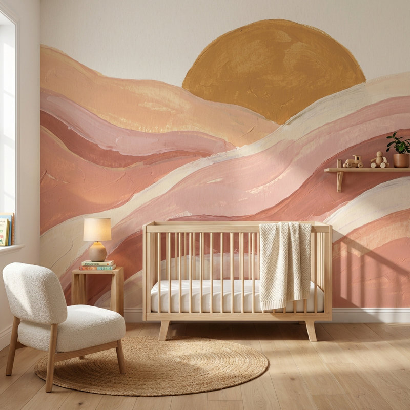 Papier peint abstrait soleil, Non tissé non collé, 140" x 108"