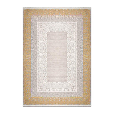 Tapis Aubrey moderne abstrait beige pour intérieur/extérieur, salon, chambre, salle à manger, entrée, couloir, bureau, cuisine, lavable