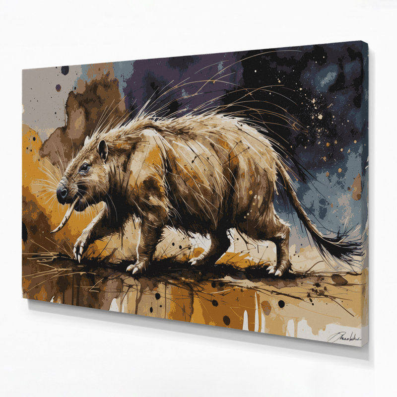 Faune, art mural sur toile gris Aardvark, H 20 po x l 30 po