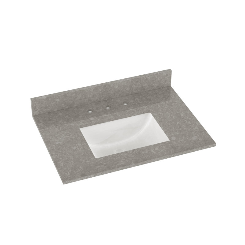 Plateau de meuble-lavabo simple 31 po avec lavabo en quartz 31 po, Gris anthracite