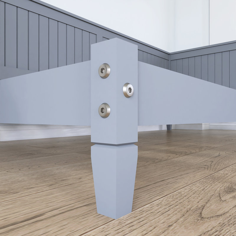 Lit plateforme en bois avec accoudoirs, Gris, Lit simple