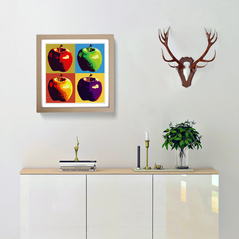 Apple Pop Art No.1 - Framed Print, Oak