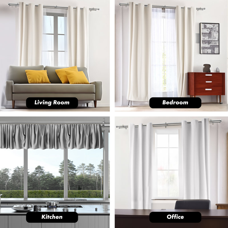 Satin Nickel Adjustable Double Curtain Rod 28" - 48"