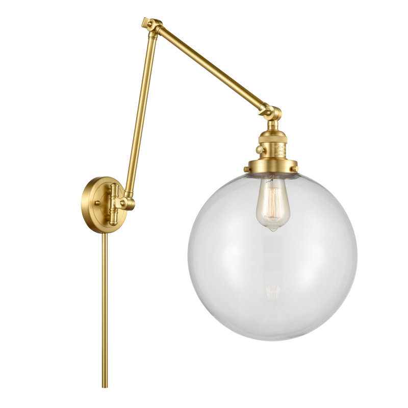 Bras pivotant à intensité variable à 1 lumière Maxwell, Transparent, Or satiné, H 34 po x l 12 po x P 34 po