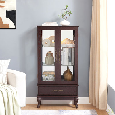 Armoire vitrée avec porte vitrée et porte vitrée