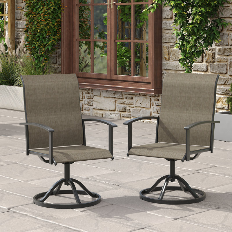 Ensemble de 2 chaises de patio pivotantes, Brun