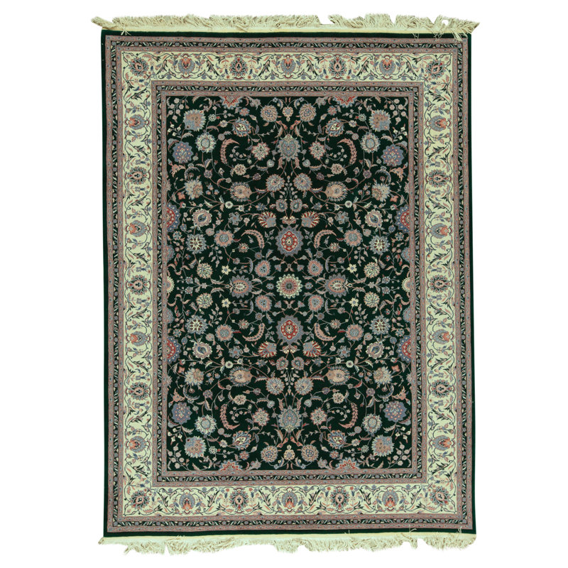 High-Quality Hand-Knotted Black And Cream Area Rug