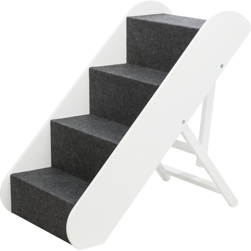 TRIXIE Pawsome Ascent 4-Step Adjustable Pet Stairs with Carpet Treads, White