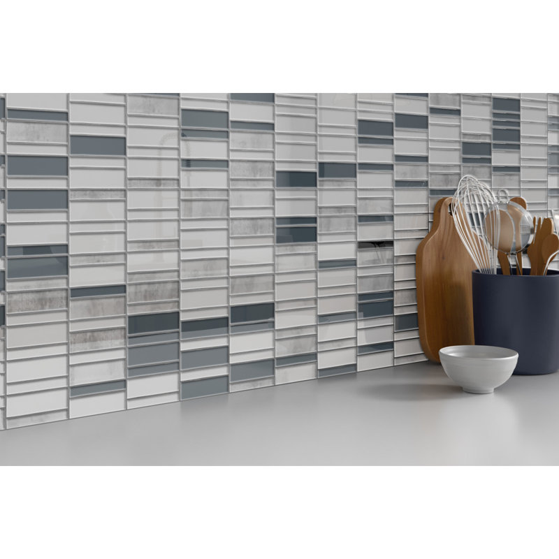 La Vie White 12 in. x 12 in. Glossy Glass Wall Tile (13.69 sq. ft./Case), Silver