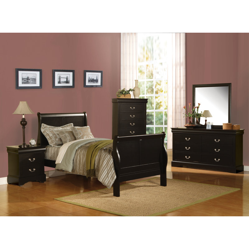 Lit-bateau Cavender, Double, Noir