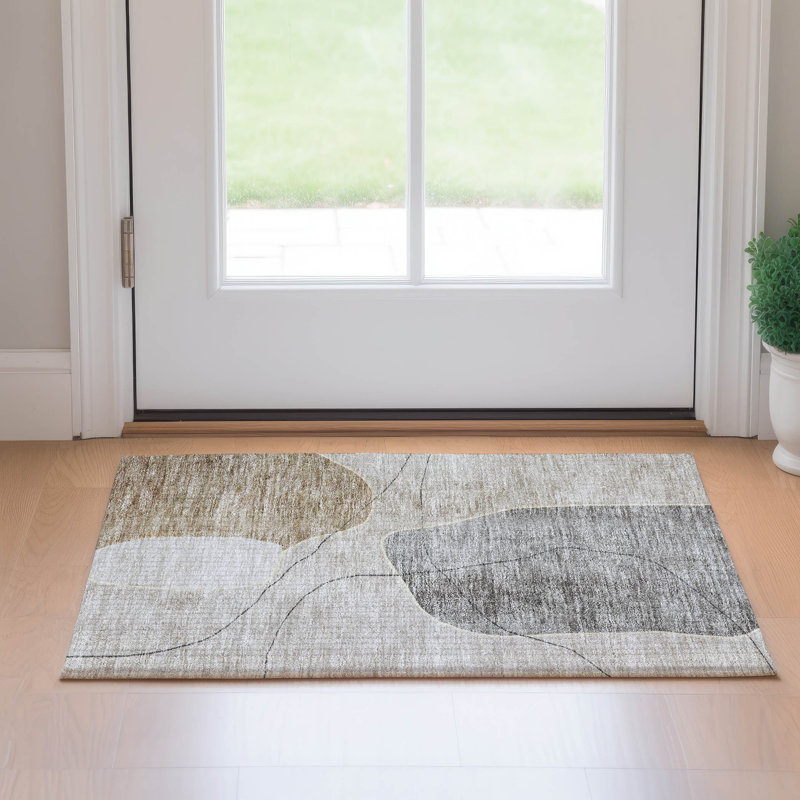 Premium Machine Washable Prisco Beige Rug, Rectangle 1'8" x 2'6"