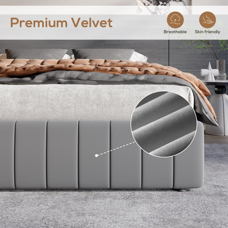 Lit plateforme tapissier avec 4 tiroirs verrouillables Modern, Complète, Blanc