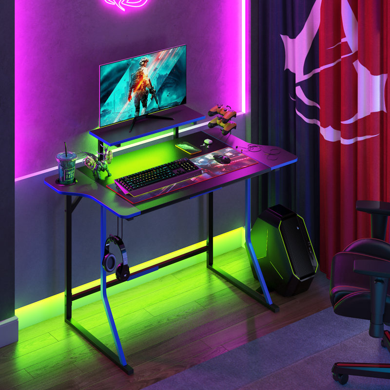 Deashia Metal Base Computer Desk, Blue