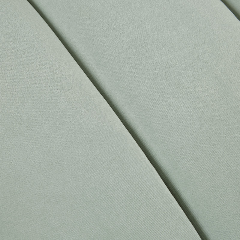 Pistachio Green Velvet Upholstered Channel Bench with Dark Wood Legs