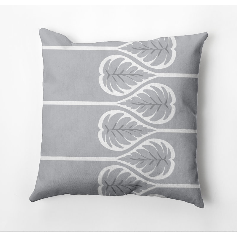 Housse de coussin d'extérieur carré Botanical Blooms, 18 po x 18 po, Gris