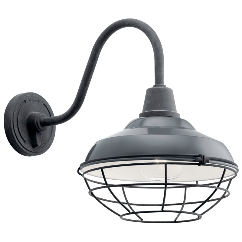 Luminaire de grange d'extérieur Sayre, Gris brillant, H 16,25 po x l 12,5 po x P 12,5 po