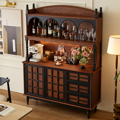 Armoire d'appoint vintage rétro en bois massif bicolore