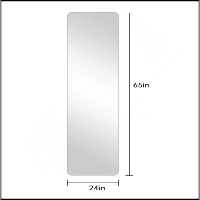 65"X 24" Inch Full Body Round Corner Mirror For Living Room Bedroom Cloakroom Wall Hanging With Hanging Hole High Quality 5Mm Silver Mirror Explosion-Proof Glass