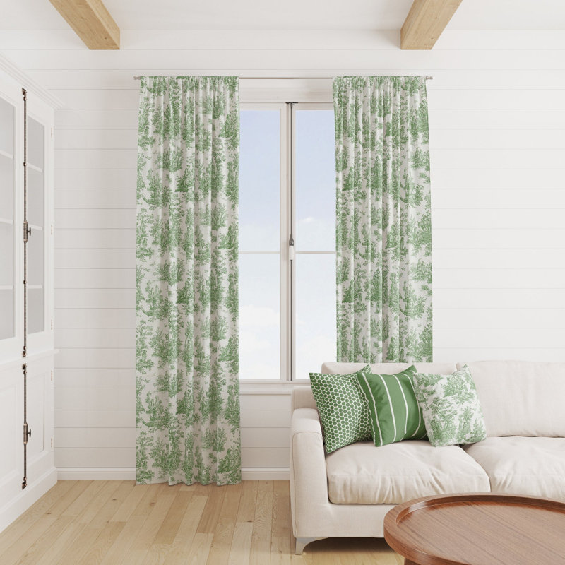 Rideau en toile vert foncé, L 25 po x L 120 po