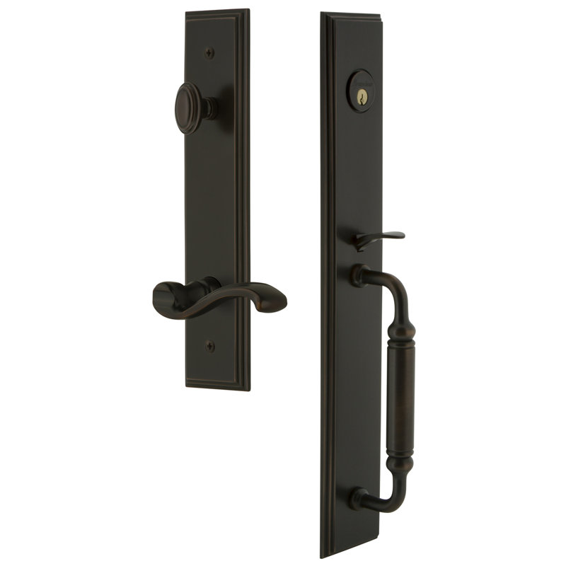 Carré Complete Dummy Entry Set with Portofino Lever and Rosette, Left, Timeless Bronze