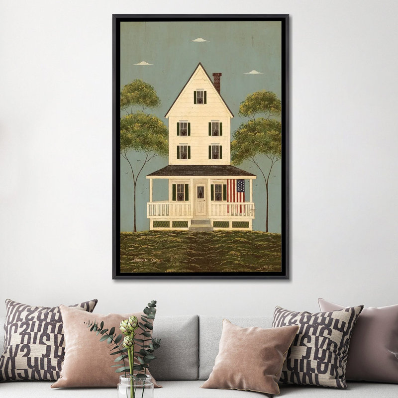 Front Porch - Framed Wall Art Print, 60" H x 40" W, Framed Print without Mat, Distressed Black