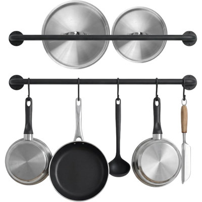 Kitchen Utensil Rack Organizer Wall-Mounted Pot Pan Wall Hanger Holder For Hanging Rail With 10 S Hooks