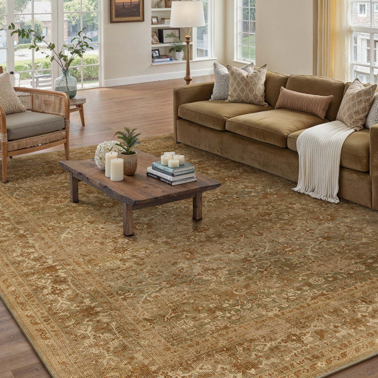 Lough Vintage Oriental Machine Washable Area Rugs With Non-Slip Backing