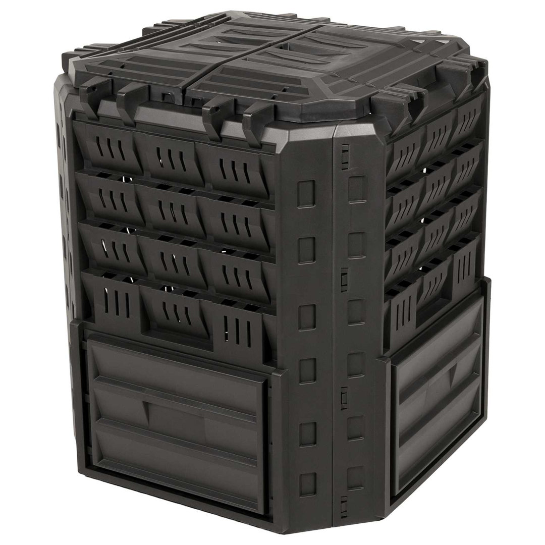 vidaXL Garden Composter Black 100% PP Outdoor Bin Waste Container Recycling
