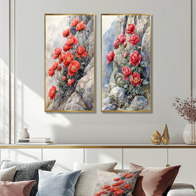 Pivoines par The Rocky Outcrop I - décoration murale en toile florale 2 pièces