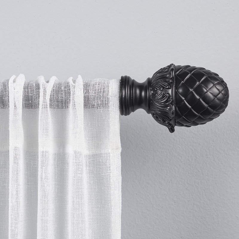 Nikhat Adjustable Single Curtain Rod, 36" - 72", Black