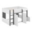 Lit mezzanine double avec rangement, porte et fenêtre, structure de lit en bois avec rangement-484152803