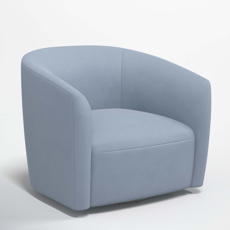 Fauteuil demi-tonneau Marita, Velours océan classique