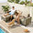 Outdoor Wicker Sectional Sofa Set with Ottoman, Coffee Table, Cushions and Throw - Ideal for Patio Relaxing-1520251379