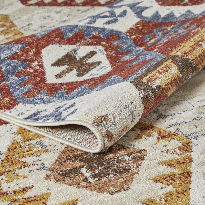 Tapis d'intérieur multicolore en polypropylène tissé à la main Raashi, Tapis de couloir 2 pi x 6 pi 7 po
