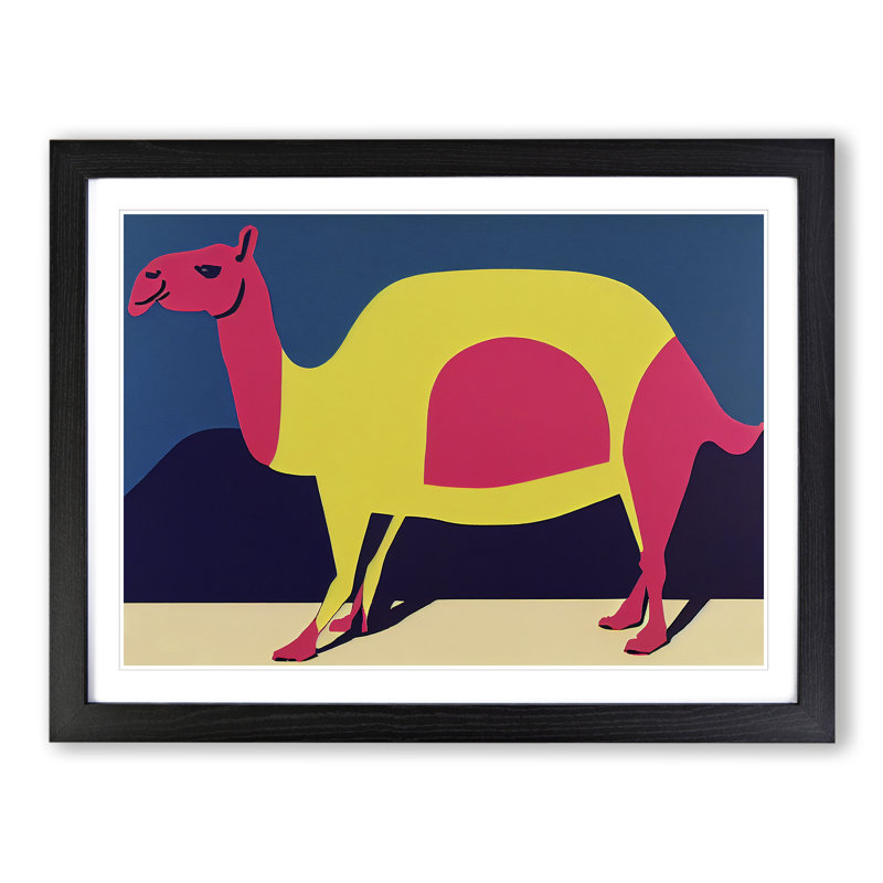 Abstract Camel - Single Picture Frame Print, Black, 34cm H x 46cm W x 2cm D