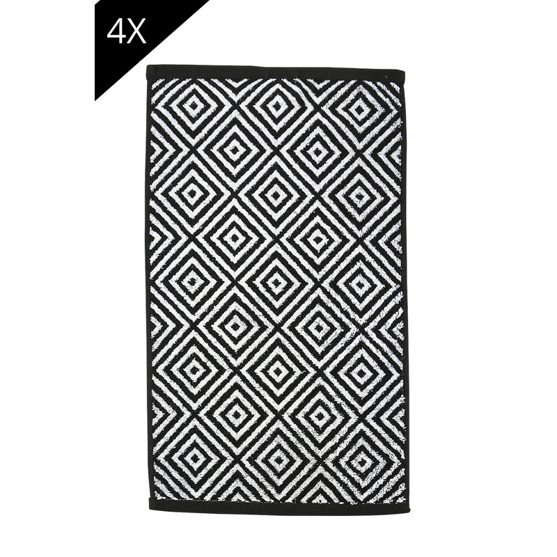 Francesca Cotton Midweight Jacquard Fingertip Towel, Black