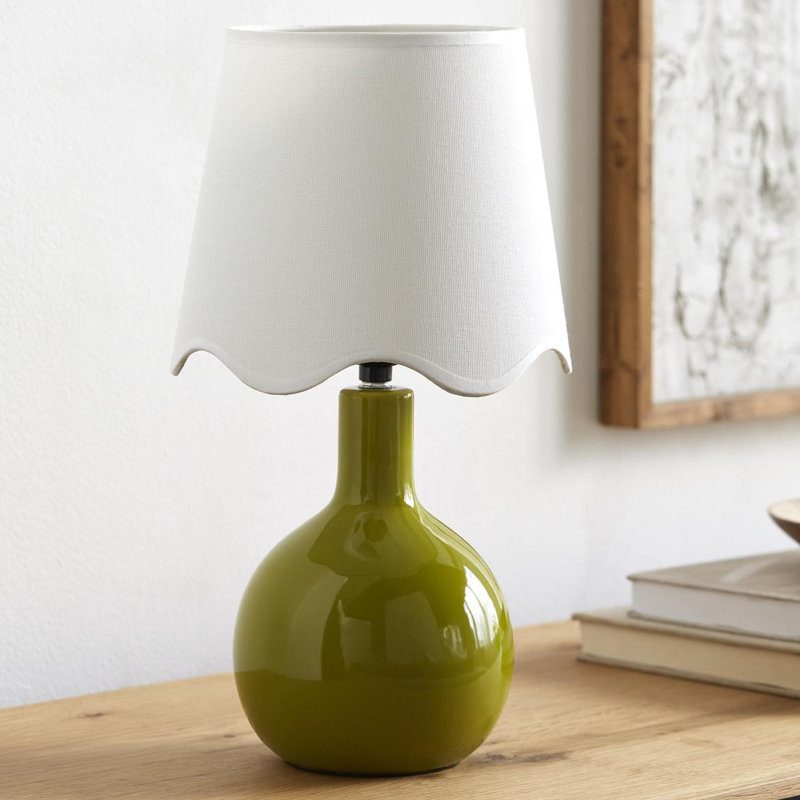 Lampe de table Maura, Vert, Blanc, H 15 po x l 9 po x P 9 po