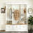 Elegant APP Controlled LED Light Hall Tree with 9 Hooks, Roman Column Design Natural Storage Bench with 3 Large Cabinets-209442428
