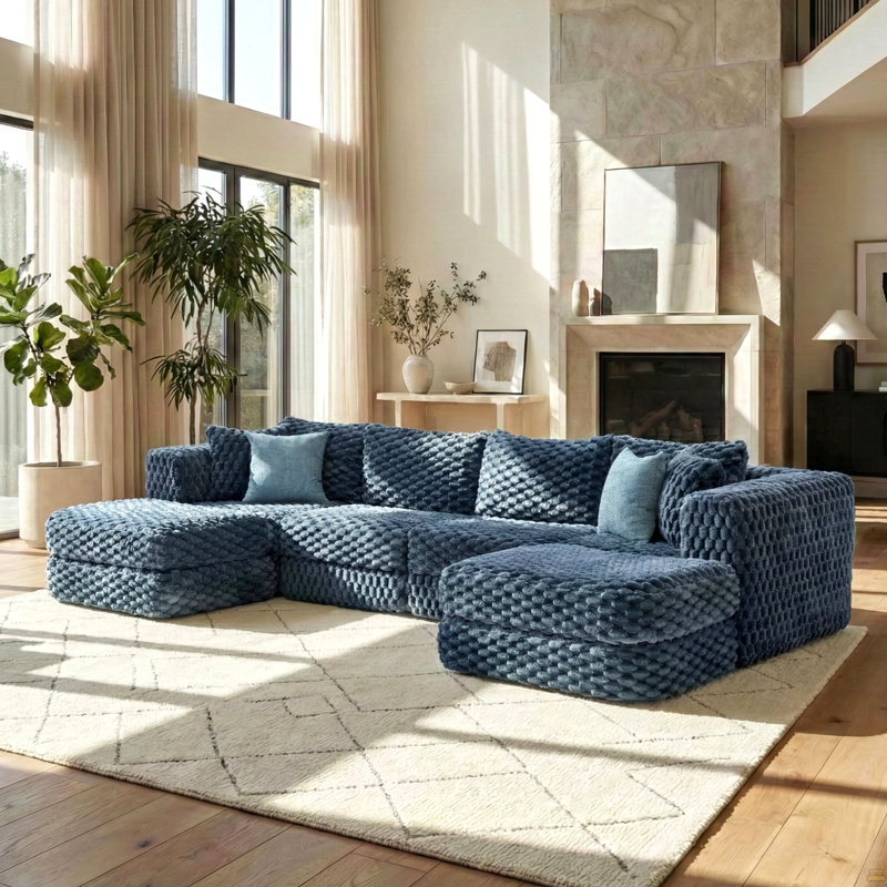 Canapé modulaire modulaire de 135,4 po, Bleu