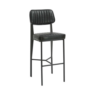 Tabouret de bar d'intérieur en métal avec assise et dossier rembourrés en vinyle