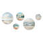 Beige et bleu plage, horizon minimaliste - plage côtière, plage, ensemble d'art mural rond de 5